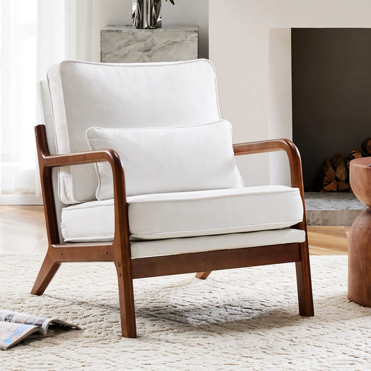 Chairs with Lumbar Pillow Upholstered With Wood Frame