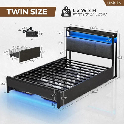 Bed Frame with Storage Drawers – Full/Queen/King Size
