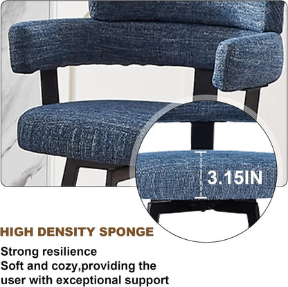 Bar Stools with Full Back Set of 2 with Linen Padded Back
