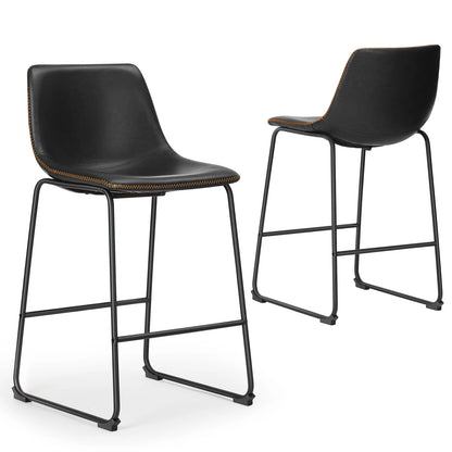 Pu Leather Bar Stools Set of 2 Counter Height