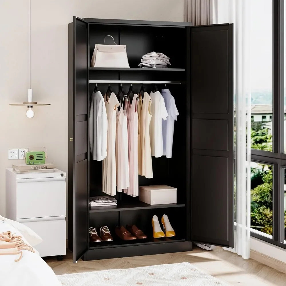 Metal Armoire Wardrobe Closet with 2 Doors