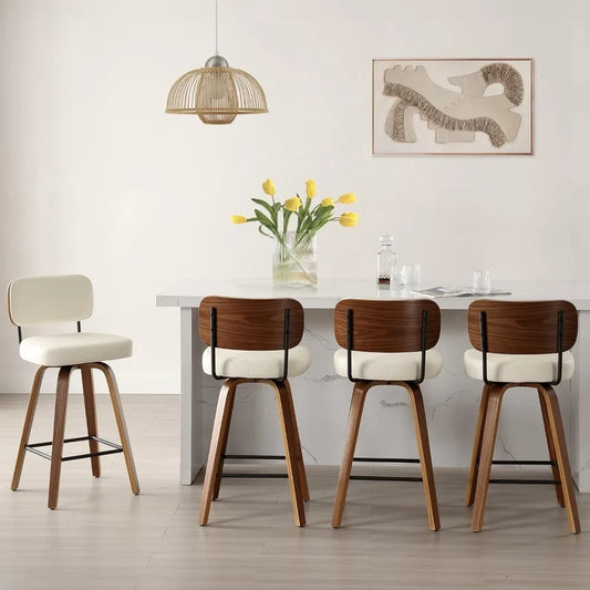 Bar Stools Set of 4,  26" Upholstered Faux Leather