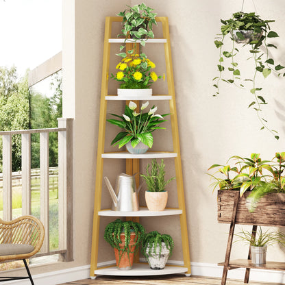 Corner Bookcase, Bookshelf with Rack Wood