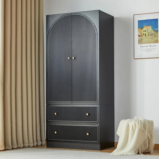 Armoire Wardrobe Closet with 2 Doors and 2 Storage Drawers