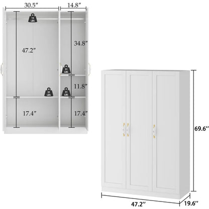 Wardrobe Armoire Closet with Shelves & Hanging Rod