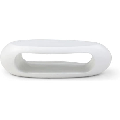 LUMISOL 53.93” Oval Coffee Table, Modern Sturdy Fiberglass Coffee Table with Storage Shelf, 2-Tier Center Cocktail Table for