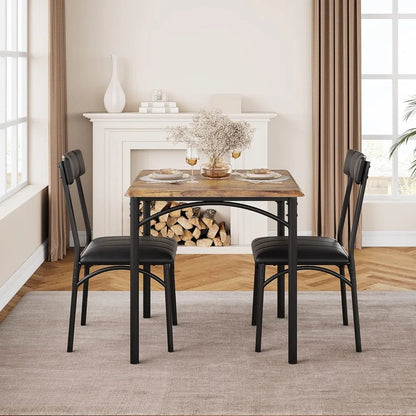 Dining Table Set for 2, Kitchen Table and Chairs with Upholstered Chairs,3 Piece Dining Room Table Set,Square Kitchen Tables Set