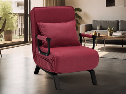 Convertible Chair, Tri-fold Upholstered Armchair Sleeper with Pillow