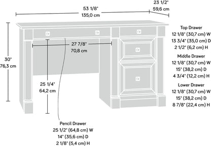 Computer Desk with Drawers in Vintage Oak Finish