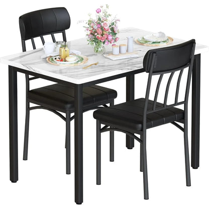 3 Piece Dining Tables Set, Small Industrial Kitchen Table and 2 Chairs, Kitchen Breakfast Dining Table Set, Breakfast Table Set