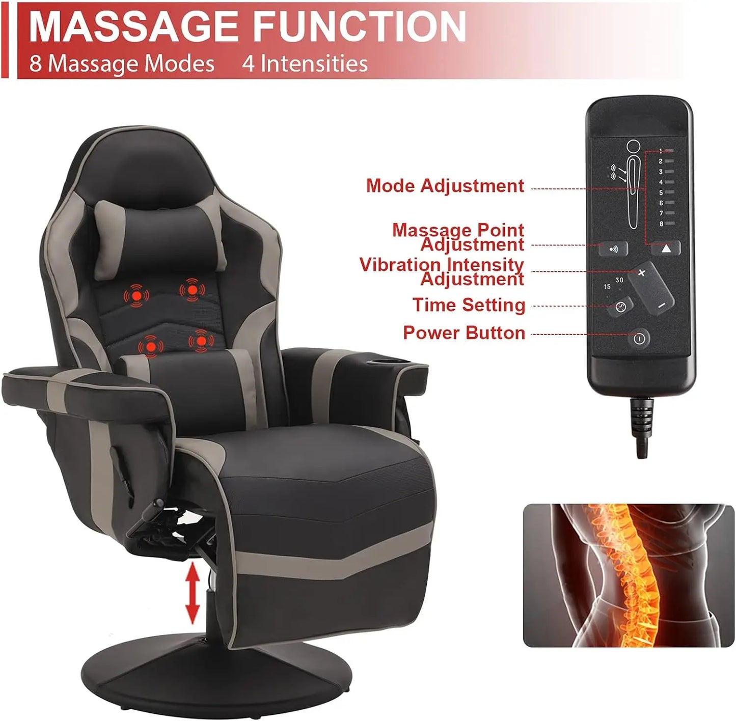 Massage Video Gaming Recliner Chair -Ergonomic Office Chair