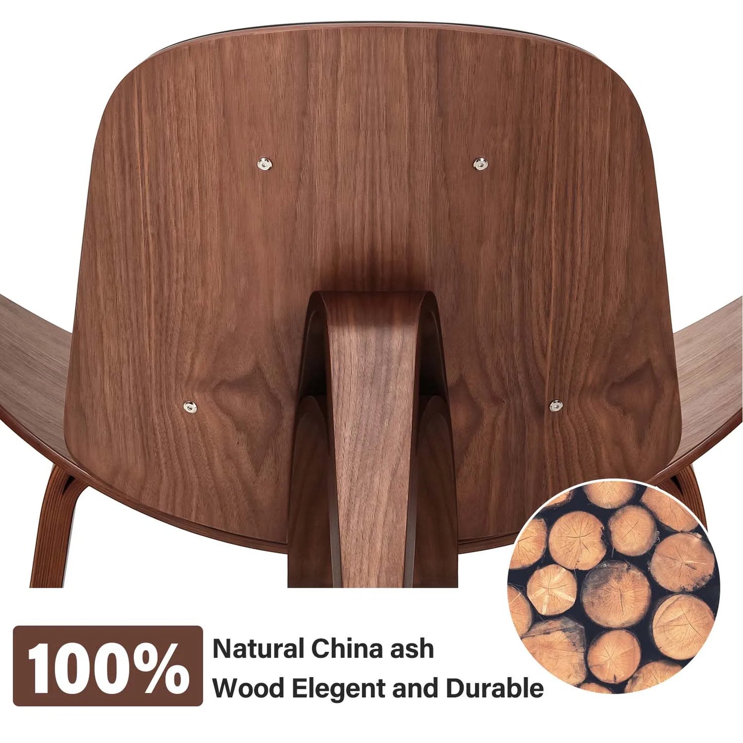 Lounge Shell Chair Faux Leather Solid Wood Style