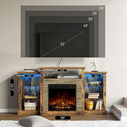 Fireplace TV Stand with Led for TVs up to 65"