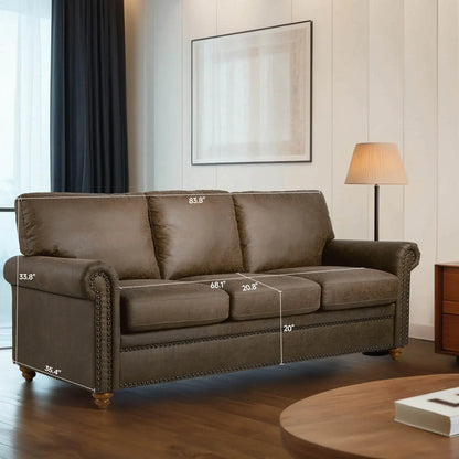 3-Seat Modern Living Room Sofa - Luxury Leather