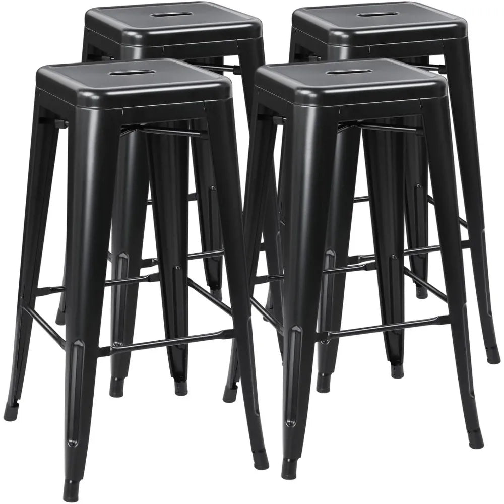 Metal Bar Stools High Backless Set of 4