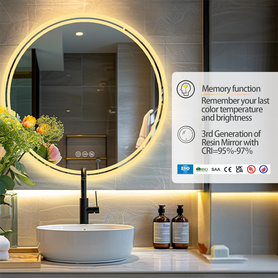 Intelligent Illuminate Big Round Mirror for Bathroom