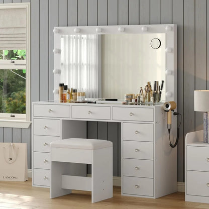 Vanity Desk with Mirror, Dresser with  Chair