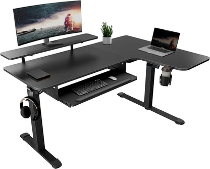L-Shaped Desk  61"x43" with Keyboard Tray