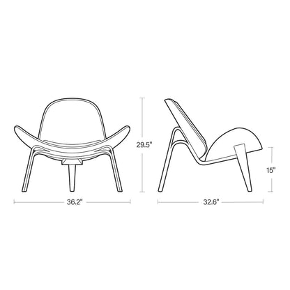 Lounge Shell Chair Faux Leather Solid Wood Style