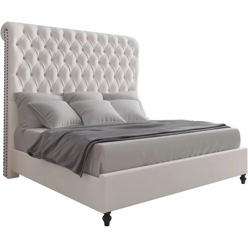 Queen Size Bed Frame with Sleigh Headboard