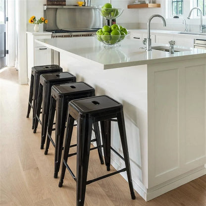 Metal Bar Stools High Backless Set of 4