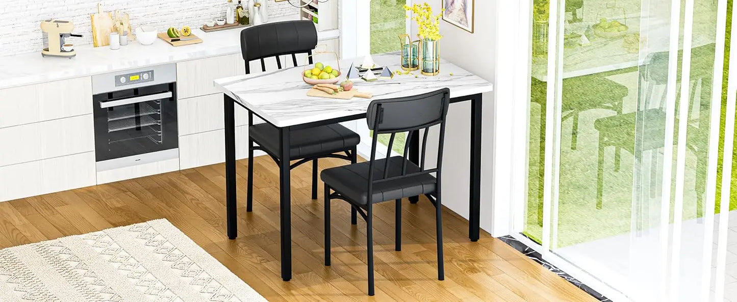 3 Piece Dining Tables Set, Small Industrial Kitchen Table and 2 Chairs, Kitchen Breakfast Dining Table Set, Breakfast Table Set