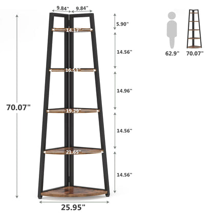 Corner Bookcase, Bookshelf with Rack Wood