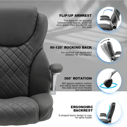 Office Chair, Pu Leather High Back with Wheels