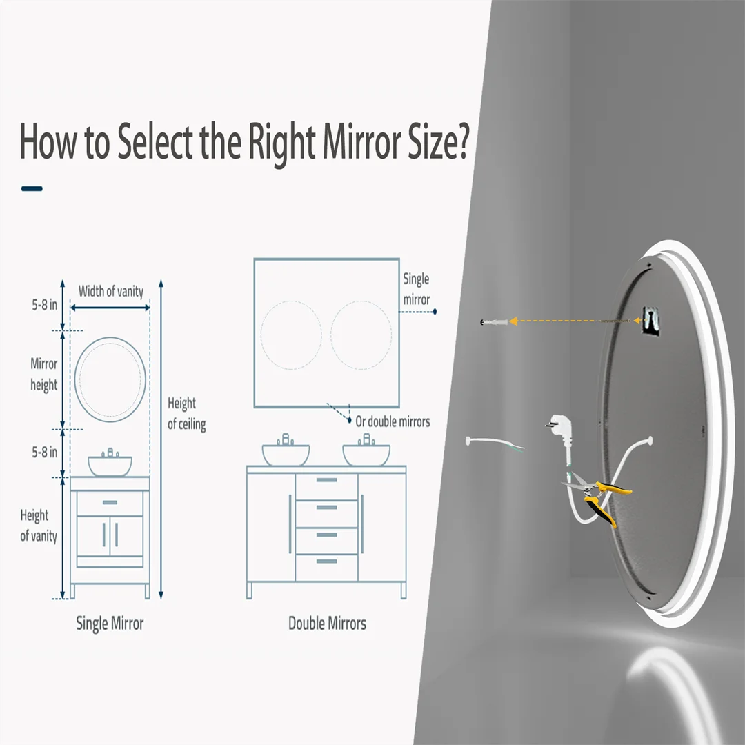 Intelligent Illuminate Big Round Mirror for Bathroom