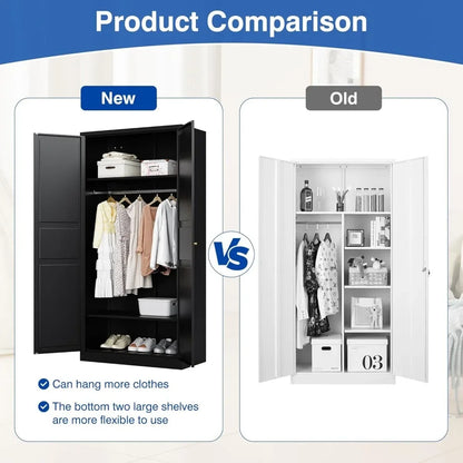 Metal Armoire Wardrobe Closet with 2 Doors