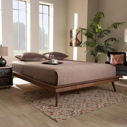 Walnut Queen Platform Bed Frame by Baxton Studio