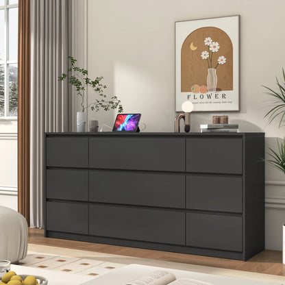 9 Drawer Dresser Chest of Drawers with Charging Station