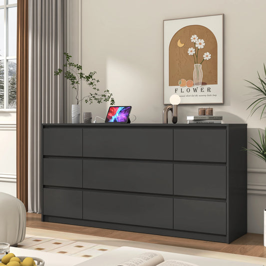 9 Drawer Dresser Chest of Drawers with Charging Station