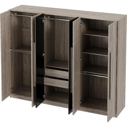 Wooden Armoire Wardrobe Cabinet with 6 Doors