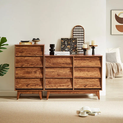 6 Drawer Double Dresser, Wood Chest of Drawers