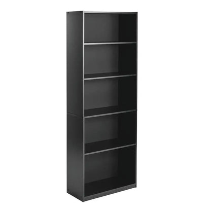 5-Shelf Bookcase , True Black Oak/White Bookshelf