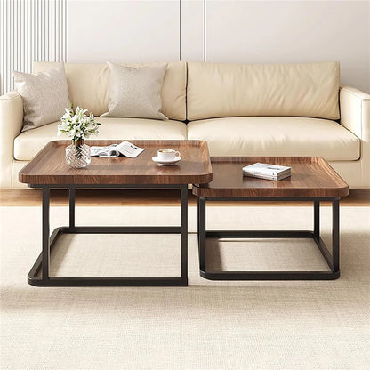 Industrial Coffee Table Set, Stacking Vintage Side End Table, Space Saving, Office Living Room Furniture, 2Pcs