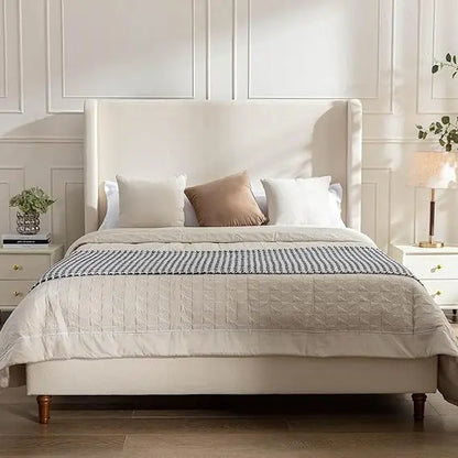 King Bed Frame with 54” Tall Upholstered Wingback