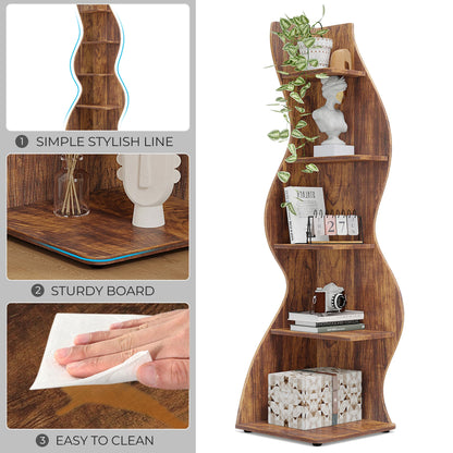 Corner bookShelf, 5-Tier Stylish Corner Bookcase