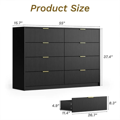 Double Dresser, Modern Tall Chest of Drawers