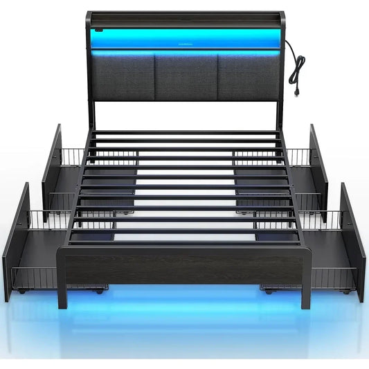 Bed Frame with Storage Drawers – Full/Queen/King Size