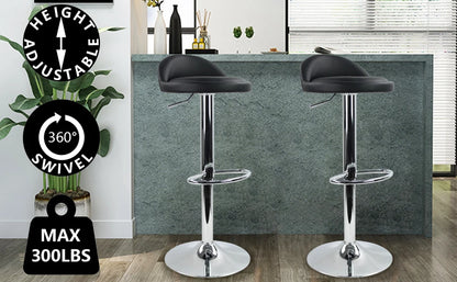 PU Leather Round Bar Stool with Back Rest Height