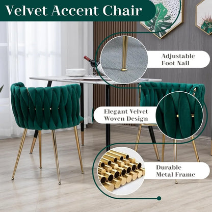 Golden Round Glass Dining Table Set for 4, 39'' Clear Dinner Table Set, 5 Pieces Modern Luxury Circle Kitchen Table and Green