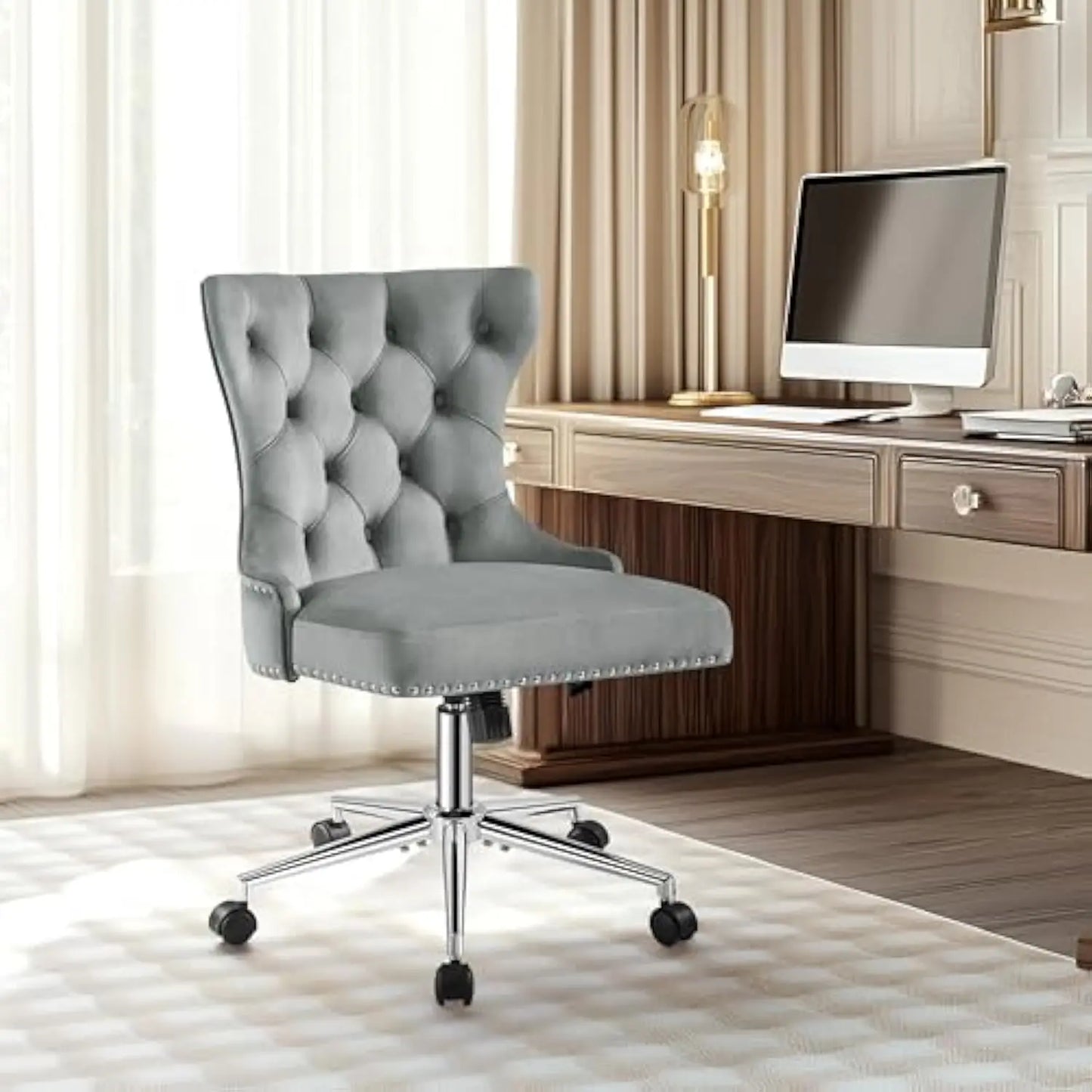 Velvet Office Chair, Adjustable Comfy Swivel Chair