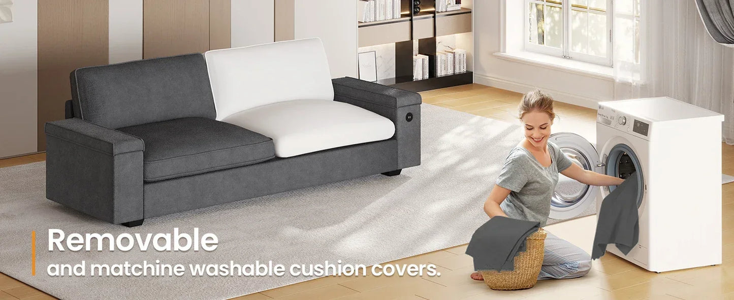 Oversized Comfy Couches, Deep Seat Sofa with Storage and 2 USB