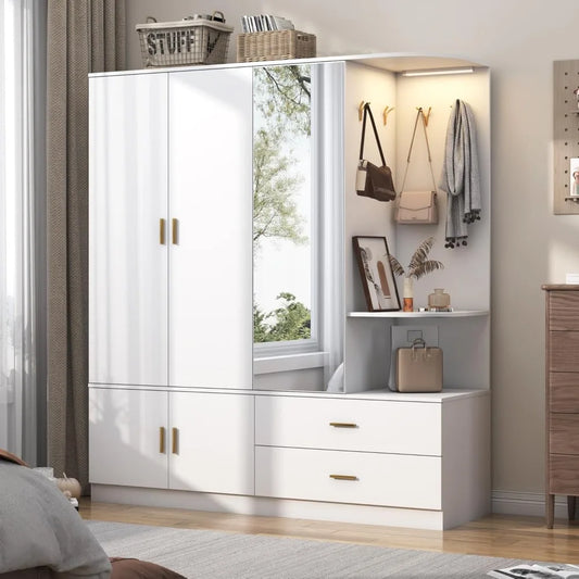 Armoire with Drawers, Wardrobe Closet with Shelves