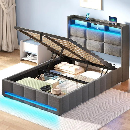 Bed Frame with Hydraulic storage  – Full, Queen, Twin Sizes