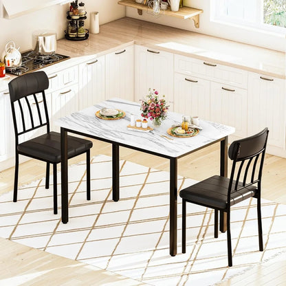 3 Piece Dining Tables Set, Small Industrial Kitchen Table and 2 Chairs, Kitchen Breakfast Dining Table Set, Breakfast Table Set