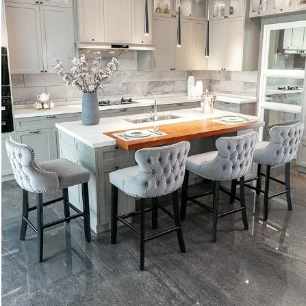 Bar Stools Set Counter Height,with Solid Wood Legs