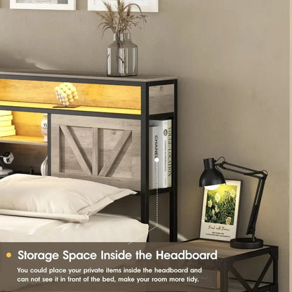Queen Size Bed Frame with 4 Drawers